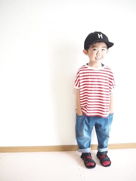 「キッスコーデ」｜「アイテム（帽子）」を使った、itk/kii/tmgさん（キッズ・90cm）の春コーディネート