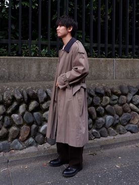 「カーキアウター」｜「アイテム（トレンチコート）」を使った、てらさん（メンズ・168cm）の秋コーディネート
