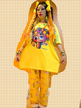 「黄色コーデ」｜「アイテム（アクセサリー）」を使った、★チャラ★さん（レディース・153cm）の夏コーディネート