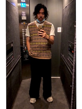 「DRIES VAN NOTEN（ドリスヴァンノッテン）のアイテム（ベスト）」を使った、Yoさん（メンズ・176cm）の夏コーディネート