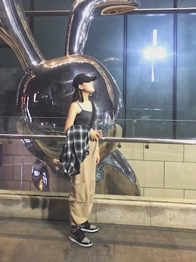 「STUSSY（ステューシー）のStock Low Pro Cap（キャップ）」を使った、马巟唐さん（レディース・164cm）の夏コーディネート