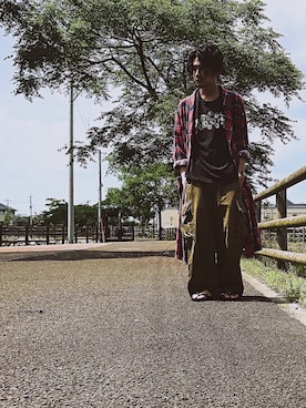 「ビーチサンダル」｜「アイテム（その他アウター）」を使った、ぐーさん（メンズ・170cm）の春コーディネート