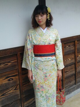 「kimono」｜「アイテム（ジャケット/アウター）」を使った、Ophéliaさん（レディース・157cm）の秋コーディネート