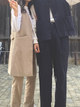 「Mila Owen（ミラオーウェン）のアイテム（セットアップ）」を使った、彩乃さん（レディース・161cm）の春コーディネート