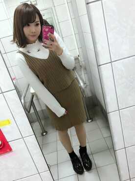 「アイテム（キャミソール、ベージュ系）」を使った、natsuki🐰💓さん（レディース・154cm）の春コーディネート