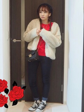 「CONVERSE（コンバース）のconverse（コンバース） ALL STAR OX（オールスターOX）（スニーカー）」を使った、natsuki🐰💓さん（レディース・154cm）の冬コーディネート