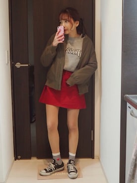 「CONVERSE（コンバース）のconverse（コンバース） ALL STAR OX（オールスターOX）（スニーカー）」を使った、natsuki🐰💓さん（レディース・154cm）の冬コーディネート