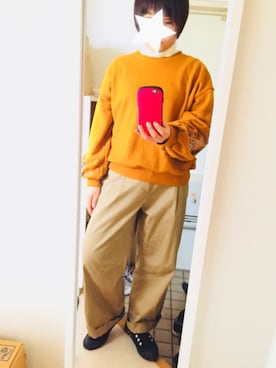 「マスタードイエロー」｜みなごんさん（レディース・153cm）の冬コーディネート