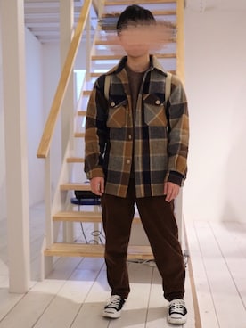 「アイテム（バックパック/リュック、ホワイト系）」を使った、し。さん（メンズ・160cm）の冬コーディネート