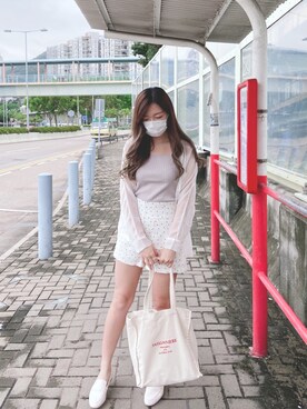 「Heather（ヘザー）のサイドスリットスケチュニックシャツ　885763（シャツ/ブラウス）」を使った、🧸E̟l̟l̟i̟e̟さん（レディース・167cm）の春コーディネート