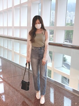 「Heather（ヘザー）のサイドスリットスケチュニックシャツ　885763（シャツ/ブラウス）」を使った、🧸E̟l̟l̟i̟e̟さん（レディース・167cm）の夏コーディネート