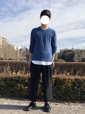「RAGEBLUE（レイジブルー）の＜トレンドのロング丈＞ワッフルロングカットソー/733404（Tシャツ/カットソー）」を使った、かくてるさん（メンズ・176cm）の春コーディネート