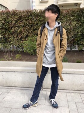 「RAGEBLUE（レイジブルー）の＜トレンドのロング丈＞ワッフルロングカットソー/733404（Tシャツ/カットソー）」を使った、かくてるさん（メンズ・176cm）の春コーディネート