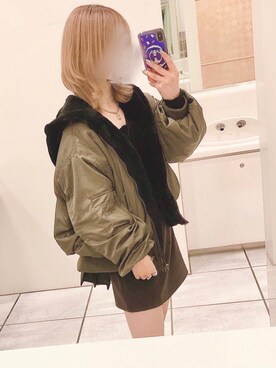 「GRL」｜「アイテム（MA-1）」を使った、ωさん（レディース・147cm）の冬コーディネート
