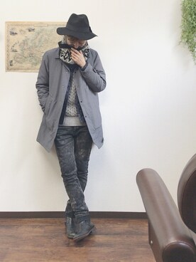 「THREE BLIND MICE（スリーブラインドマイス）のアイテム（パンツ）」を使った、hiroさん（メンズ・170cm）の冬コーディネート