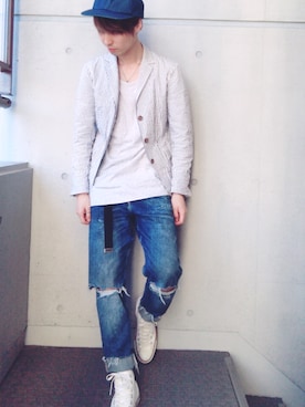 「CONVERSE（コンバース）のALL STAR HI（スニーカー）」を使った、hiroさん（メンズ・170cm）の春コーディネート