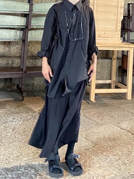 「Yohji Yamamoto（ヨウジヤマモト）のアイテム（スラックス）」を使った、ぼすこどらさん（メンズ・170cm）の夏コーディネート
