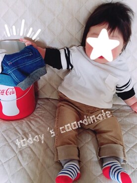 「UNIQLO（ユニクロ）のアイテム（その他）」を使った、01sm1さん（キッズ・70cm）の春コーディネート