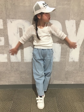 「ゆるカジ」｜「アイテム（キャップ）」を使った、しょこらさん（キッズ・110cm）の春コーディネート