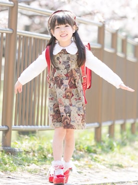 「アイテム（パンプス）」を使った、しょこらさん（キッズ・110cm）の春コーディネート