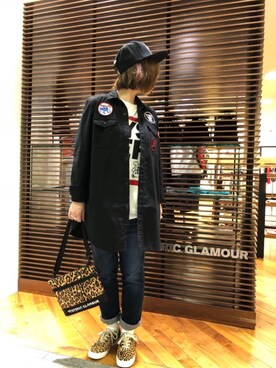 「HYSTERIC GLAMOUR（ヒステリックグラマー）のHYS WHISKY柄 刺繍キャップ（キャップ）」を使った、sakataさん（レディース・159cm）の夏コーディネート