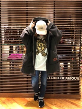 「HYSTERIC GLAMOUR（ヒステリックグラマー）のアイテム（モッズコート）」を使った、sakataさん（レディース・159cm）の秋コーディネート
