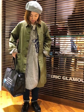 「HYSTERIC GLAMOUR（ヒステリックグラマー）のアイテム（ステンカラーコート）」を使った、sakataさん（レディース・159cm）の冬コーディネート