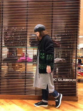 「カウチン」｜「アイテム（ワンピース/ドレス）」を使った、sakataさん（レディース・159cm）の冬コーディネート
