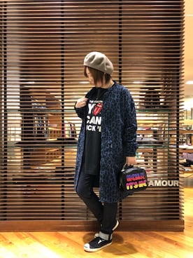 「コラボレーション」｜「アイテム（ハンチング/ベレー帽）」を使った、sakataさん（レディース・159cm）の秋コーディネート