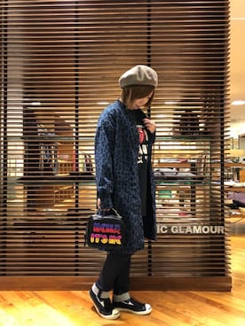 「コラボレーション」｜「アイテム（ハンチング/ベレー帽）」を使った、sakataさん（レディース・159cm）の秋コーディネート