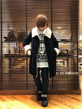 「HYSTERIC GLAMOUR（ヒステリックグラマー）のアイテム（ステンカラーコート）」を使った、sakataさん（レディース・159cm）の秋コーディネート