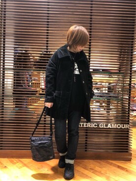 「コラボレーション」｜「アイテム（ピーコート）」を使った、sakataさん（レディース・159cm）の冬コーディネート
