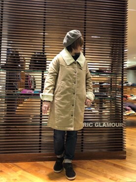 「HYSTERIC GLAMOUR（ヒステリックグラマー）のアイテム（ステンカラーコート）」を使った、sakataさん（レディース・159cm）の冬コーディネート