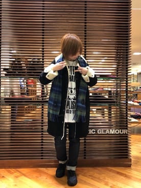 「HYSTERIC GLAMOUR（ヒステリックグラマー）のアイテム（ステンカラーコート）」を使った、sakataさん（レディース・159cm）の冬コーディネート