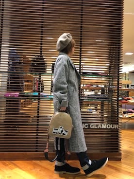 「ラフコーデ」｜「アイテム（ピーコート）」を使った、sakataさん（レディース・159cm）の冬コーディネート