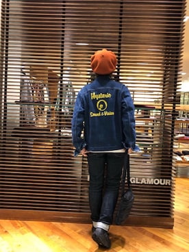 「コラボレーション」｜「アイテム（ハンチング/ベレー帽）」を使った、sakataさん（レディース・159cm）の冬コーディネート