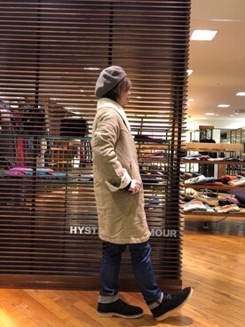 「HYSTERIC GLAMOUR（ヒステリックグラマー）のアイテム（ステンカラーコート）」を使った、sakataさん（レディース・159cm）の冬コーディネート