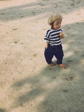 「3coins（3coins）のアイテム（帽子、ベージュ系）」を使った、ａｎｋｏ*さん（キッズ・80cm）の秋コーディネート