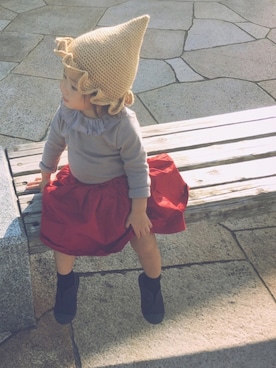 「no brand（ノーブランド）のアイテム（トップス、グレー系）」を使った、ａｎｋｏ*さん（キッズ・80cm）の秋コーディネート