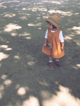 「Birthday（バースデイ）のアイテム（帽子、ベージュ系）」を使った、ａｎｋｏ*さん（キッズ・80cm）の秋コーディネート