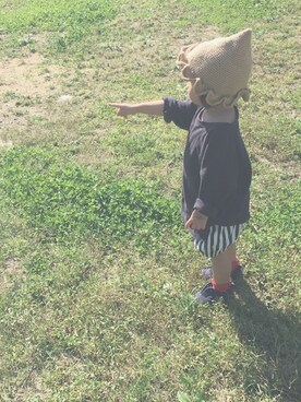 「西松屋（ニシマツヤ）のアイテム（パンツ、ブラック系）」を使った、ａｎｋｏ*さん（キッズ・80cm）の秋コーディネート