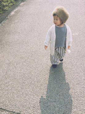 「3coins（3coins）のアイテム（帽子、ベージュ系）」を使った、ａｎｋｏ*さん（キッズ・80cm）の冬コーディネート