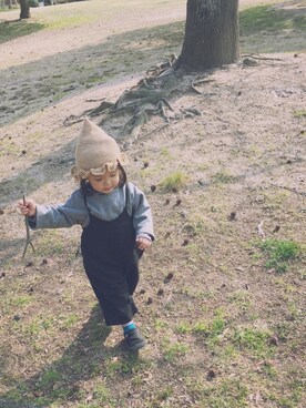 「西松屋（ニシマツヤ）のアイテム（トップス、グレー系）」を使った、ａｎｋｏ*さん（キッズ・80cm）の冬コーディネート