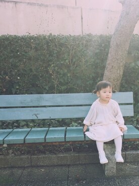 「koreaのアイテム（ワンピース/ドレス、ホワイト系）」を使った、ａｎｋｏ*さん（キッズ・80cm）の春コーディネート