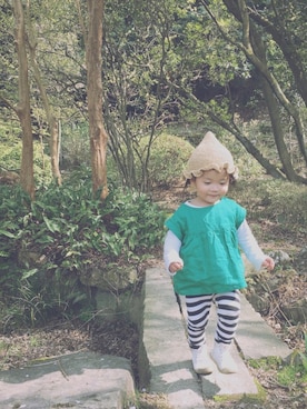 「Birthday（バースデイ）のアイテム（トップス、グリーン系）」を使った、ａｎｋｏ*さん（キッズ・80cm）の春コーディネート