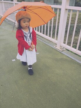 「西松屋（ニシマツヤ）のアイテム（ワンピース、ホワイト系）」を使った、ａｎｋｏ*さん（キッズ・80cm）の春コーディネート