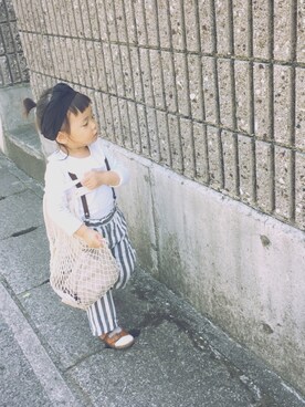 「Birthday（バースデイ）のアイテム（パンツ、グレー系）」を使った、ａｎｋｏ*さん（キッズ・80cm）の春コーディネート