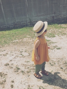 「Birthday（バースデイ）のアイテム（ワンピース、イエロー系）」を使った、ａｎｋｏ*さん（キッズ・80cm）の夏コーディネート