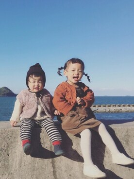 「FITH（フィス）のアイテム（パンツ、ブラック系）」を使った、ａｎｋｏ*さん（キッズ・80cm）の秋コーディネート