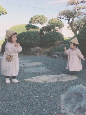 「Birthday（バースデイ）のアイテム（ワンピース/ドレス、ベージュ系）」を使った、ａｎｋｏ*さん（キッズ・80cm）の秋コーディネート